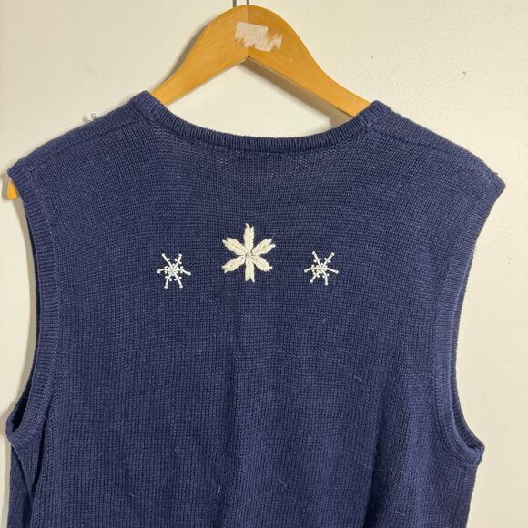 VINTAGE 90s Bobbie Brooks Schnauzer Cardigan L Cottagecore Knit Sweater Vest - Picture 5 of 9